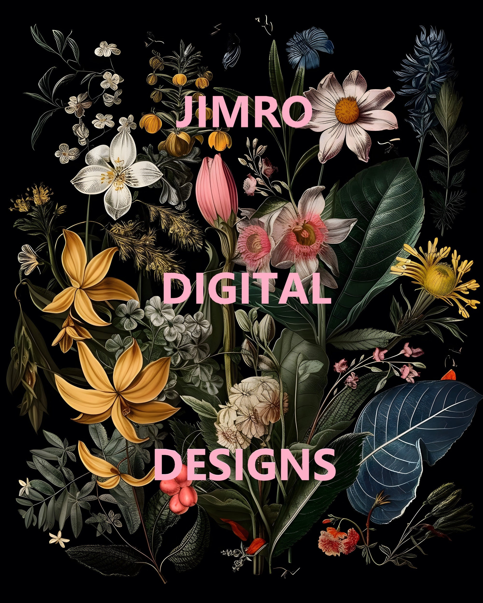 Botanical Floral Print - Wall Art - Digital Download (5 Files) - Etsy