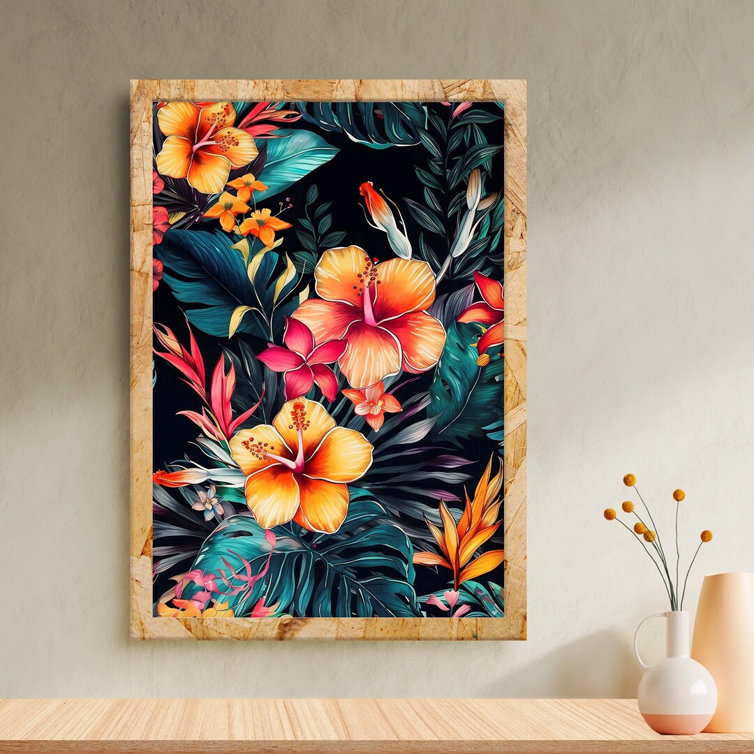 Tropical Floral Print - Wall Art - Digital Download (5 Files) - Etsy