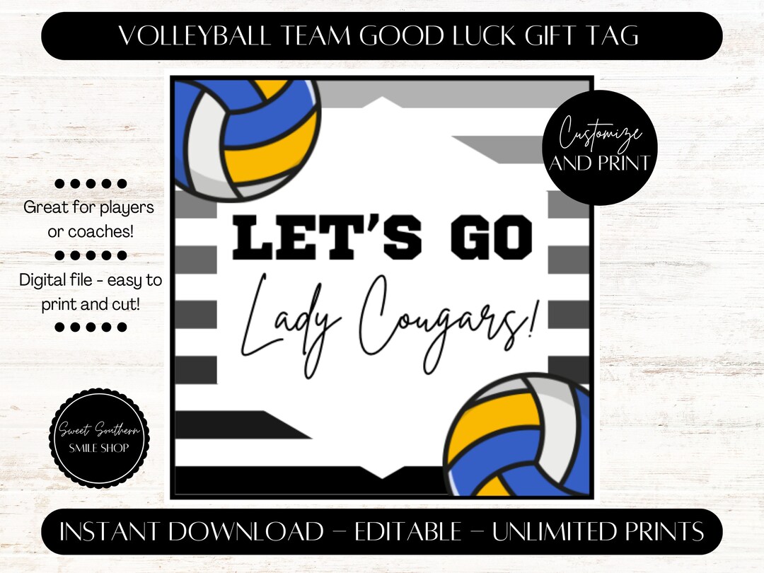 Volleyball Good Luck Tags Volleyball Snack Bag Tags Etsy