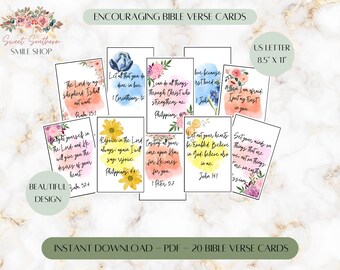 Watercolor Floral Bible Verse Cards: Printable Scripture (PDF)