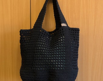 Handmade crochet bucket tote bag. Made to order.