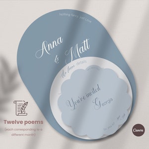 Wedding invitation suite Boho wedding stationary Modern arch wedding invite Blue double arch invitation suite Canva wedding template MF0006