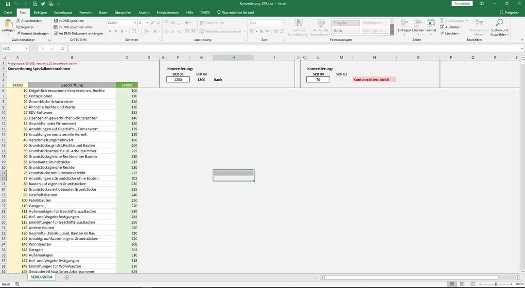 Conversion of Chart of Accounts SKR 03 to SKR 04 or Vice Versa - Etsy