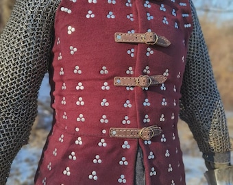 Gambeson Brigandine, armatura medievale storica, spessa e imbottita, realizzata a mano, in tessuto di velluto, unisex, ideale per Halloween e come idea regalo.