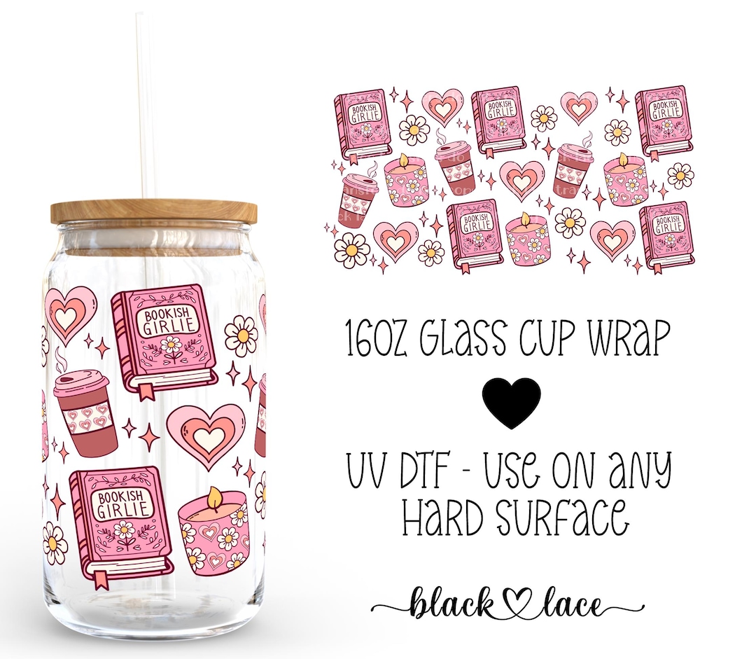 UV DTF Cup Wrap | Libby Beer Can Glass 16oz | Bookish Girly | - Etsy