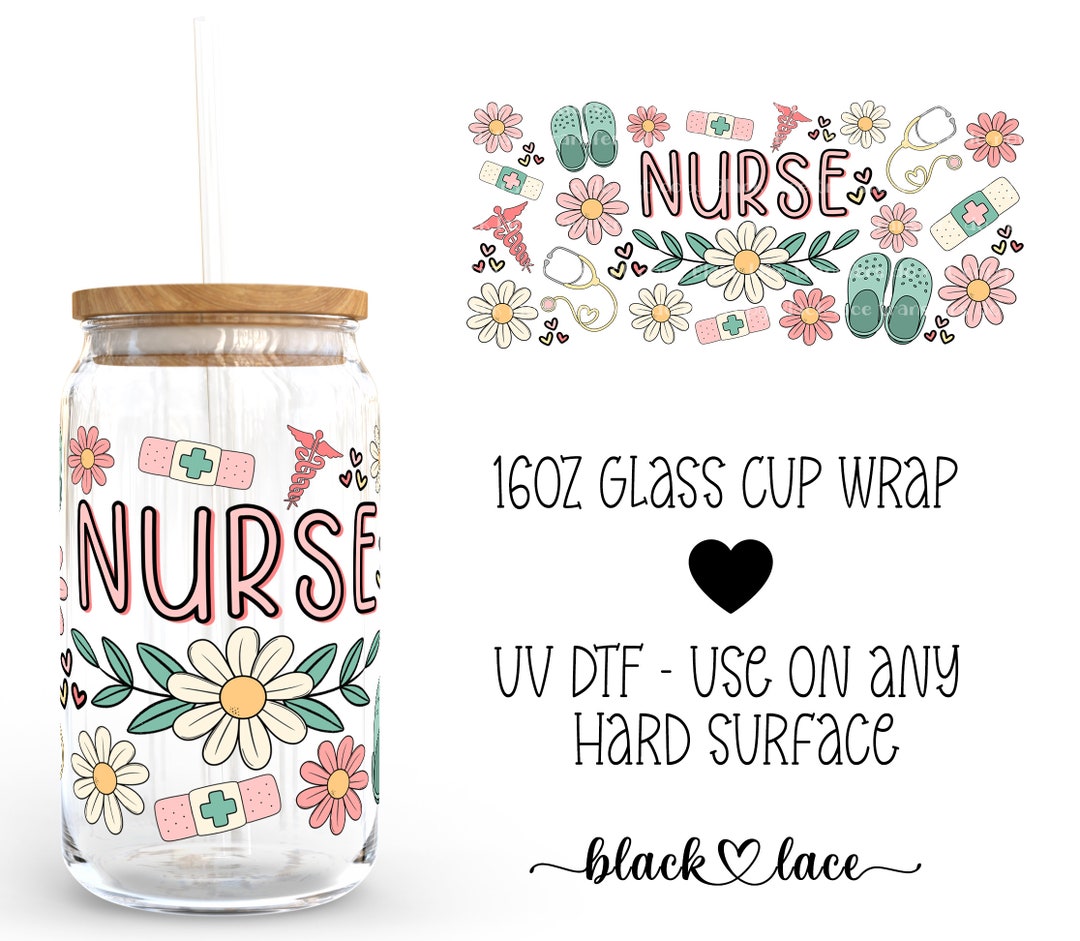 UV DTF Cup Wrap | Libby Beer Can Glass 16oz | Nurse Daisy | - Etsy