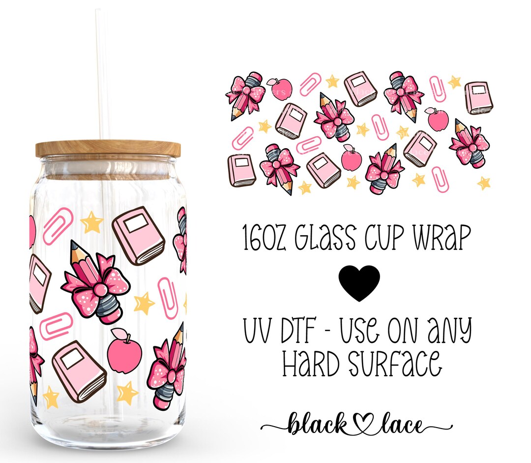 UV DTF Cup Wrap | Libby Beer Can Glass 16oz | Teacher Bow Supplies | - Etsy
