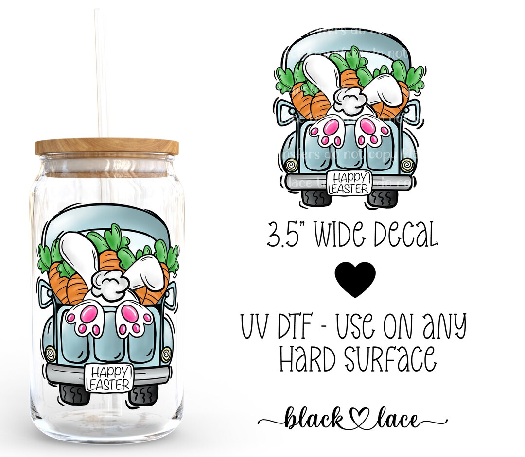 UV DTF Cup Wrap | Libby Beer Can Glass 16oz | Bunny Truck | - Etsy