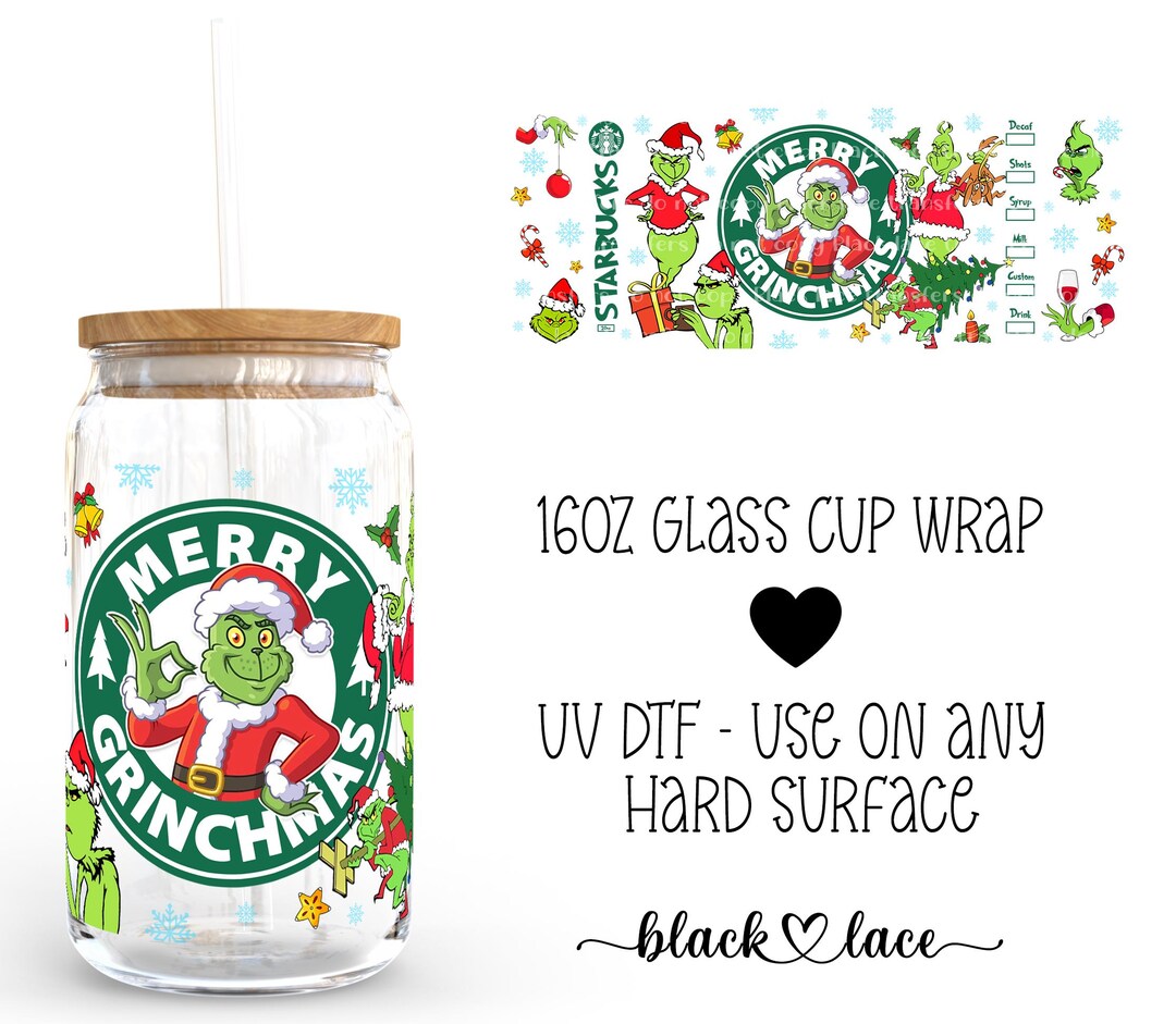 UV DTF Cup Wrap | Libby Beer Can Glass 16oz | Merry Grichmas | - Etsy
