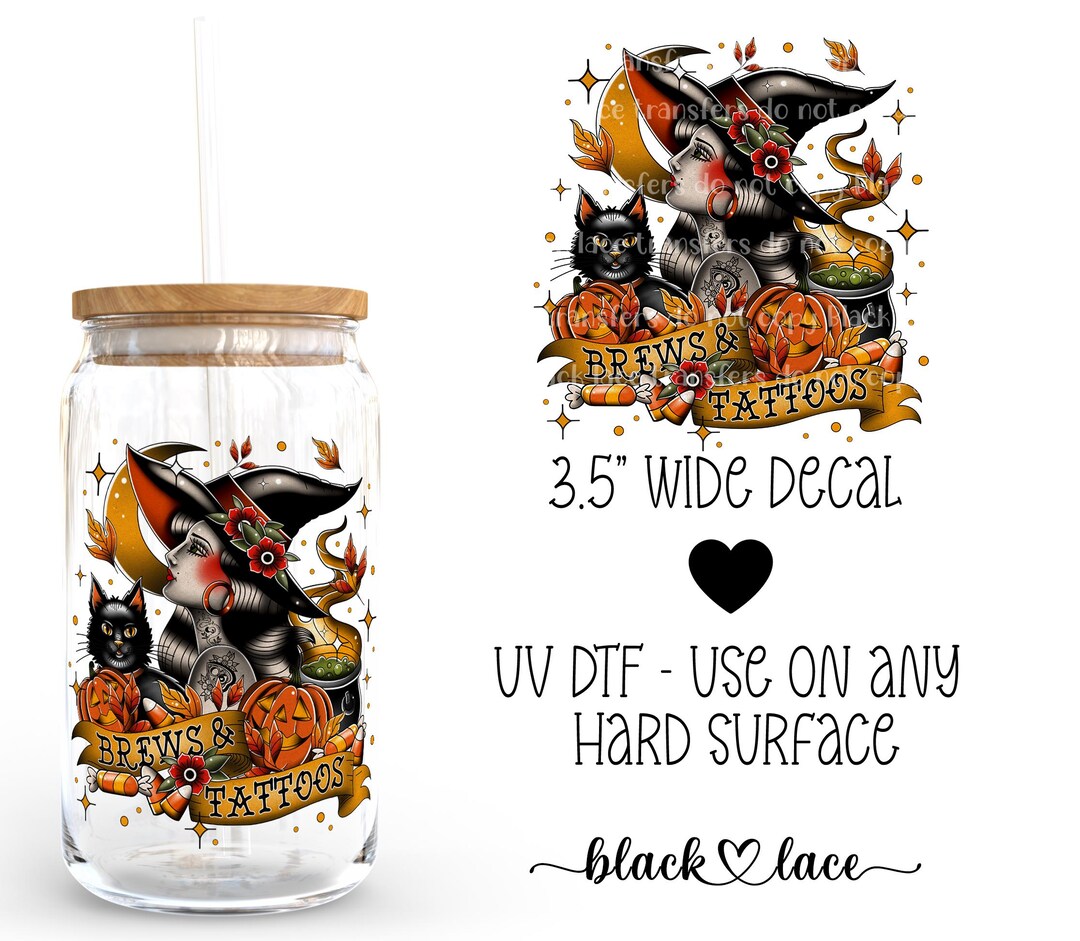 UV DTF Cup Wrap | Libby Beer Can Glass 16oz | Brews and Tattoos | - Etsy