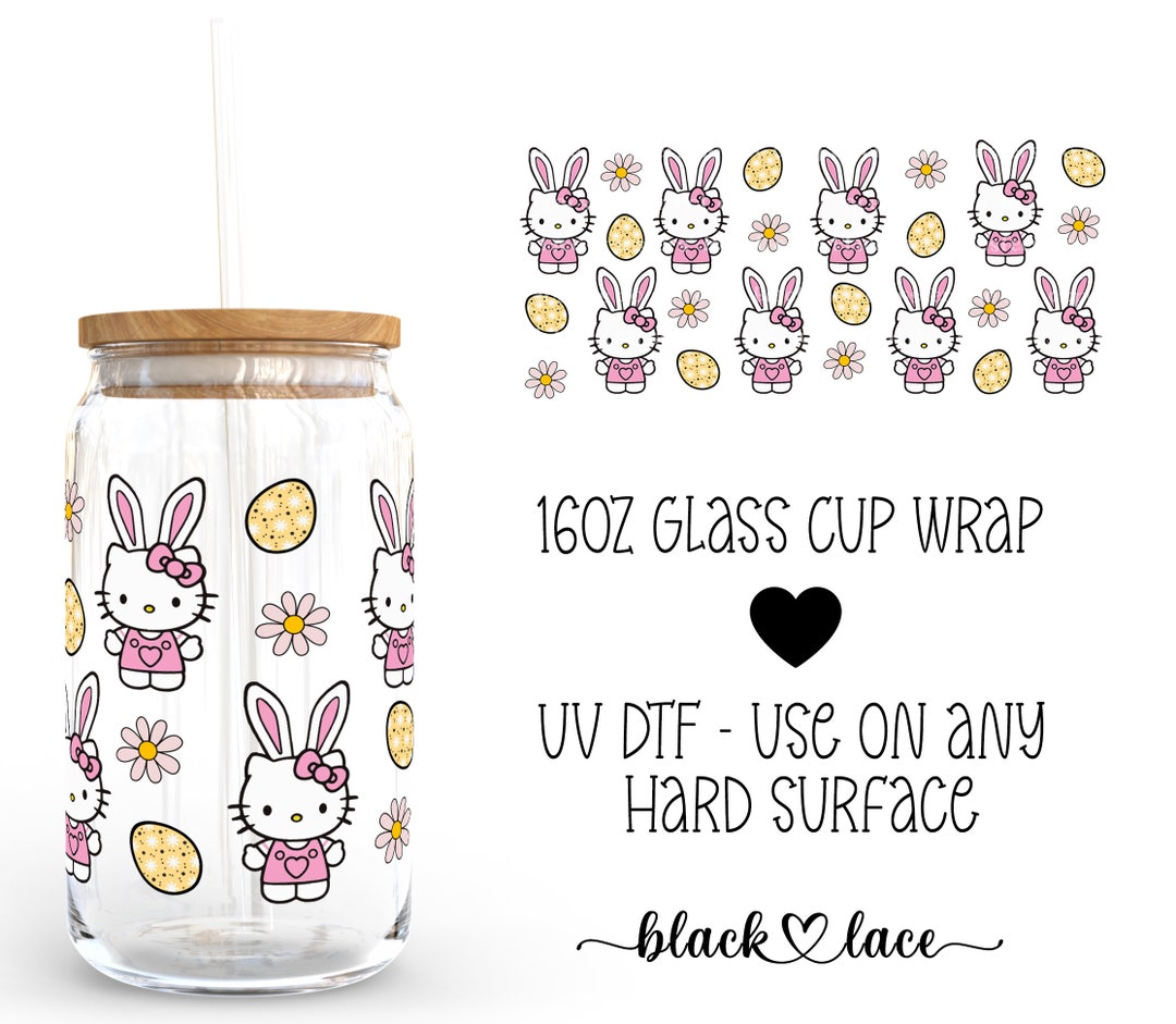 UV DTF Cup Wrap | Libby Beer Can Glass 16oz | Easter Kitty | - Etsy