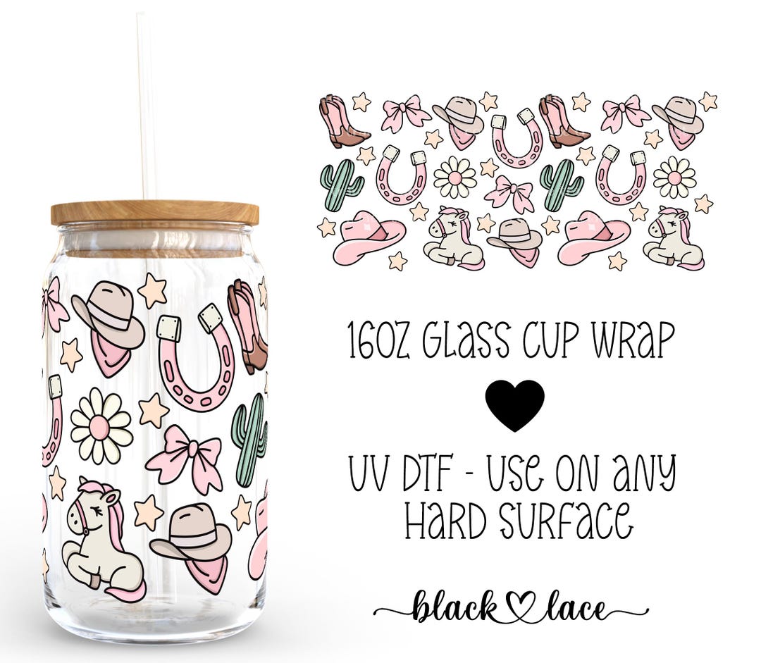 UV DTF Cup Wrap | Libby Beer Can Glass 16oz | Cowgirl Cutie | - Etsy
