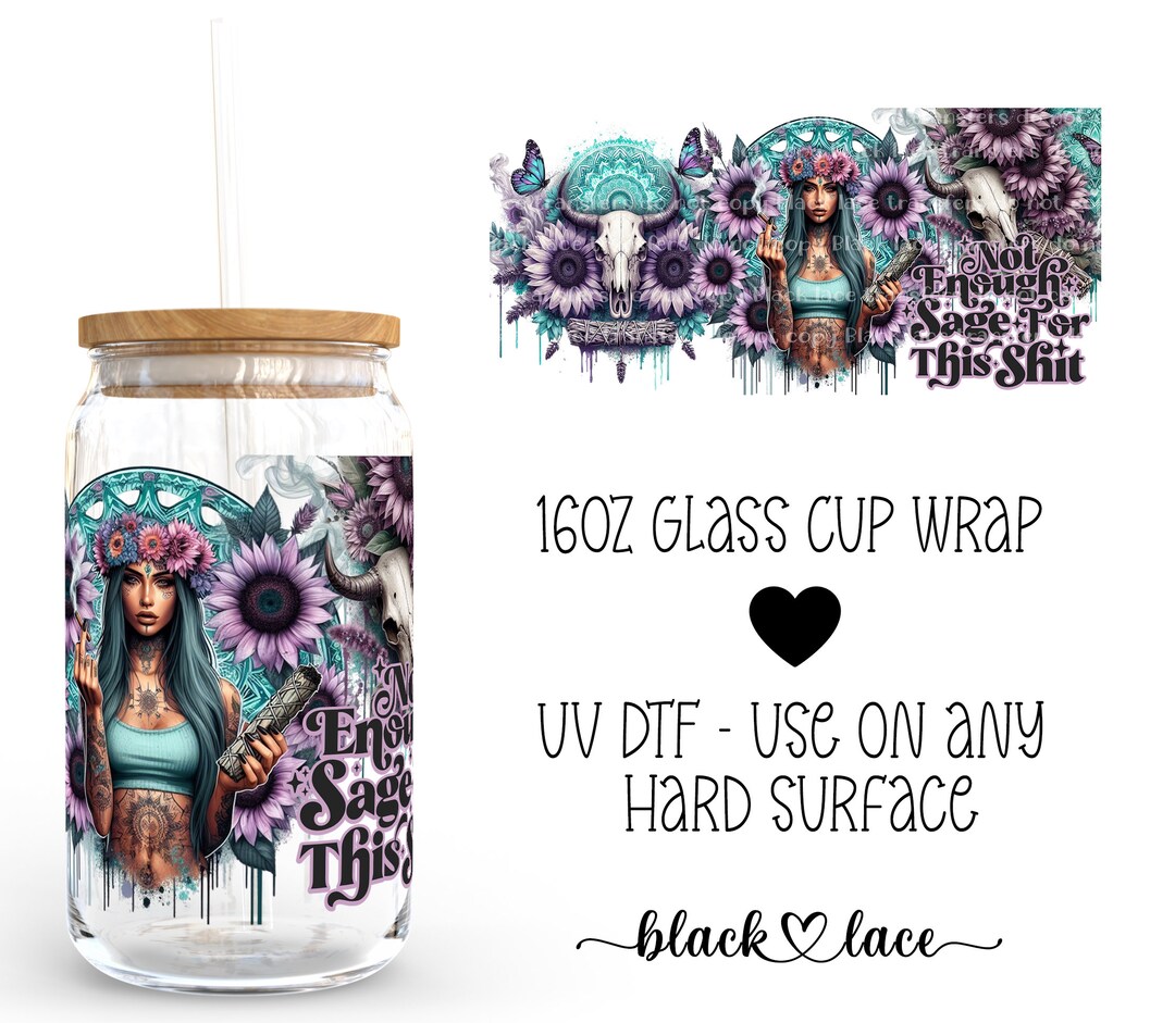 UV DTF Cup Wrap | Libby Beer Can Glass 16oz | Not Enough Sage | - Etsy