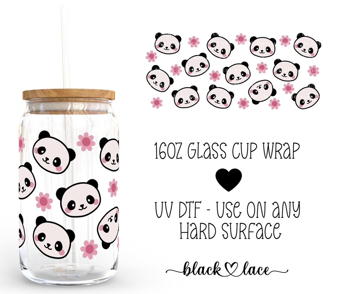 UV DTF Cup Wrap | Libby Beer Can Glass 16oz | Panda Bear | - Etsy