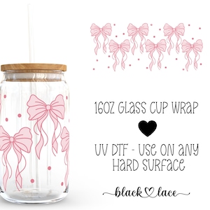UV DTF Cup Wrap | Libby Beer Can Glass 16oz | Flowy Bows | - Etsy