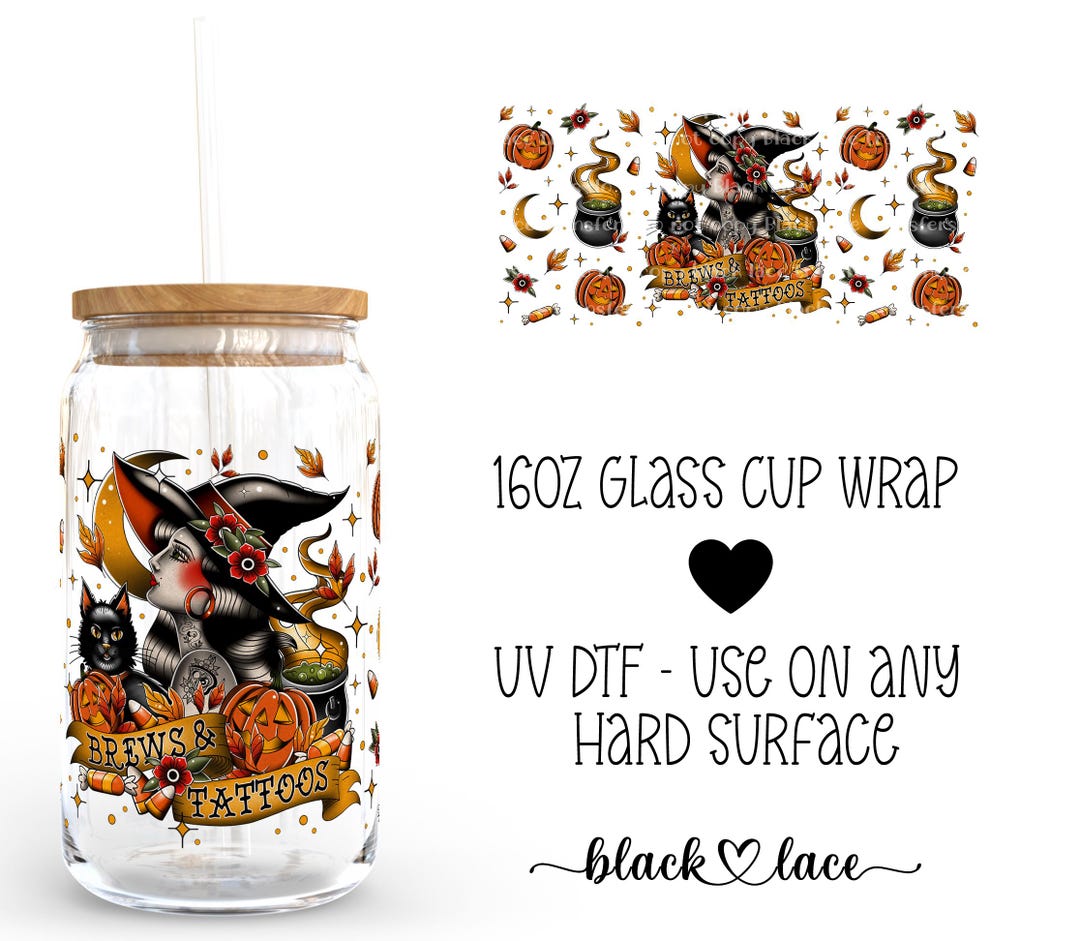 UV DTF Cup Wrap | Libby Beer Can Glass 16oz | Brews and Tattoos | - Etsy