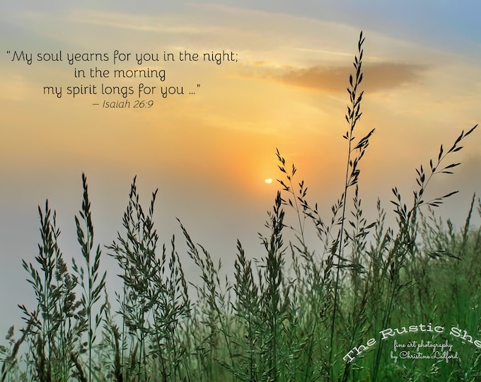 Walnut Creek Ohio Sunrise, Isaiah 26:9 - 11x14 Original Photography Print w/Mat, Nature Foggy Inspirational Farmhouse Home Decor, Wall Art