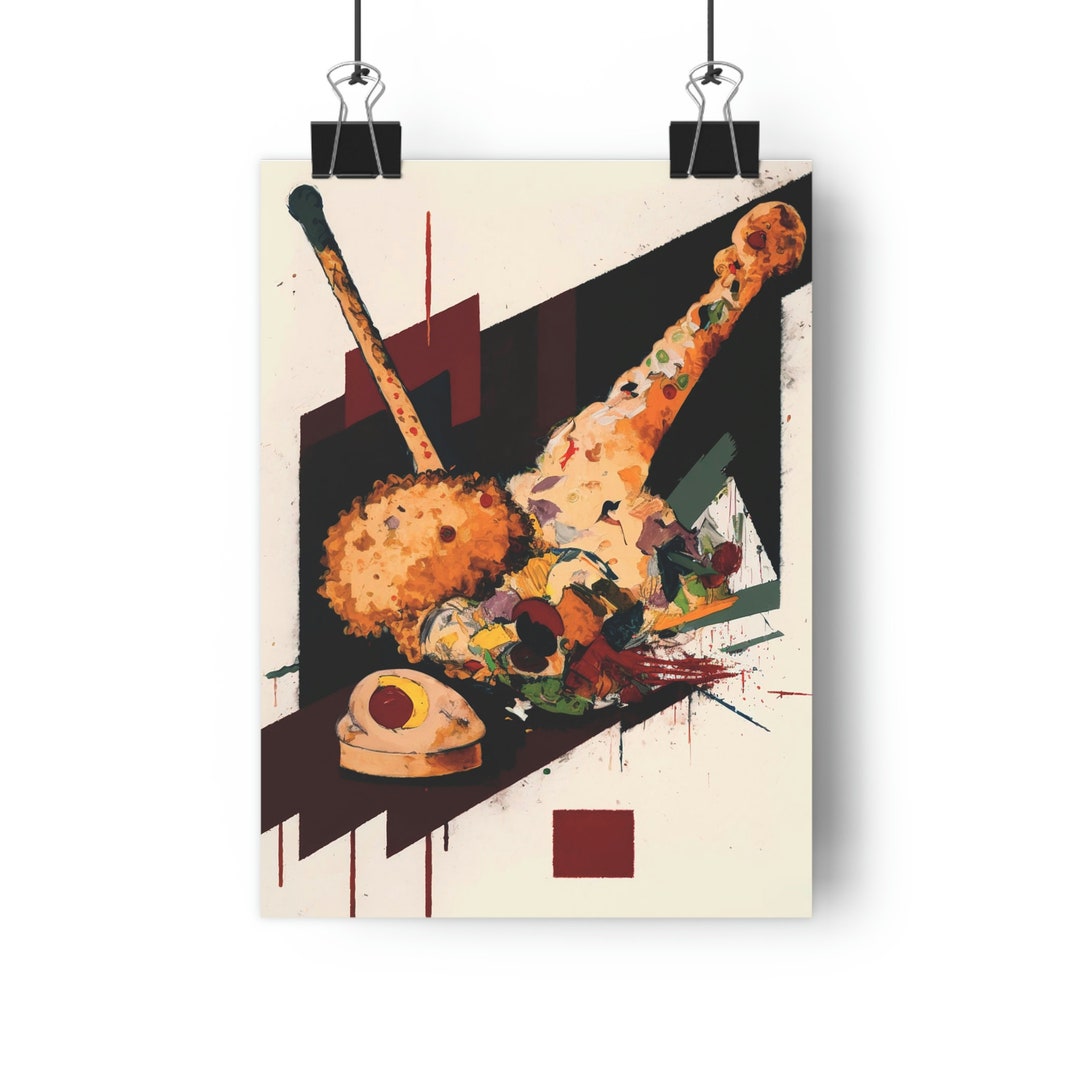 Chicken Joy, Abstract Food Art, Exhibition Poster, Modern Kitchen Art