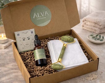 Jade Stone Face Roller: Beauty & Self-Care Gift with 100% Jojoba Oil