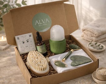 Skin Care Tools Gift Set | Gua Sha, Roller, Ice Roller, Dry Brush, Facial Oil