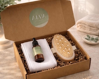 Dry Brush Set with Jojoba Oil: For Body Exfoliation and Lymphatic Drainage