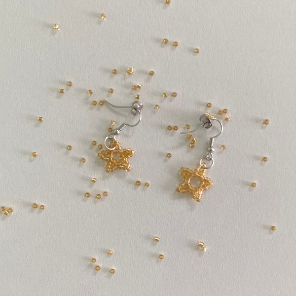 Beaded Star Earrings Etsy