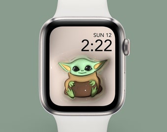 3D Baby Yoda Watch Wallpaper 3D Smartwatch Background 3D Lock Screen 3D Apple Watch Wallpaper 3D Aesthetic Inflated Watch Wallpaper