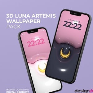 3D ルナ アルテミス ムーン アニメ 壁紙 (携帯電話用) | 3D キティ カワイイ iPhone 壁紙 | モバイル壁紙バンドル | 3D ふわふわ ロック画面