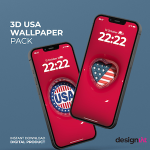 3D Aesthetic USA Flag Mobile Phone Wallpaper | 3D Mobile Android iOS iPhone Samsung Phone Wallpaper Bundle, Lock Screen, USA Phone Wallpaper