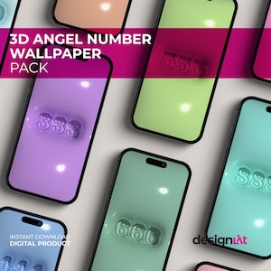 3D Aesthetic Angel Lucky Numbers Wallpaper for Mobile | Samsung Wallpaper | 3D Mobile Android iOS iPhone Wallpaper Bundle | Lock Screen