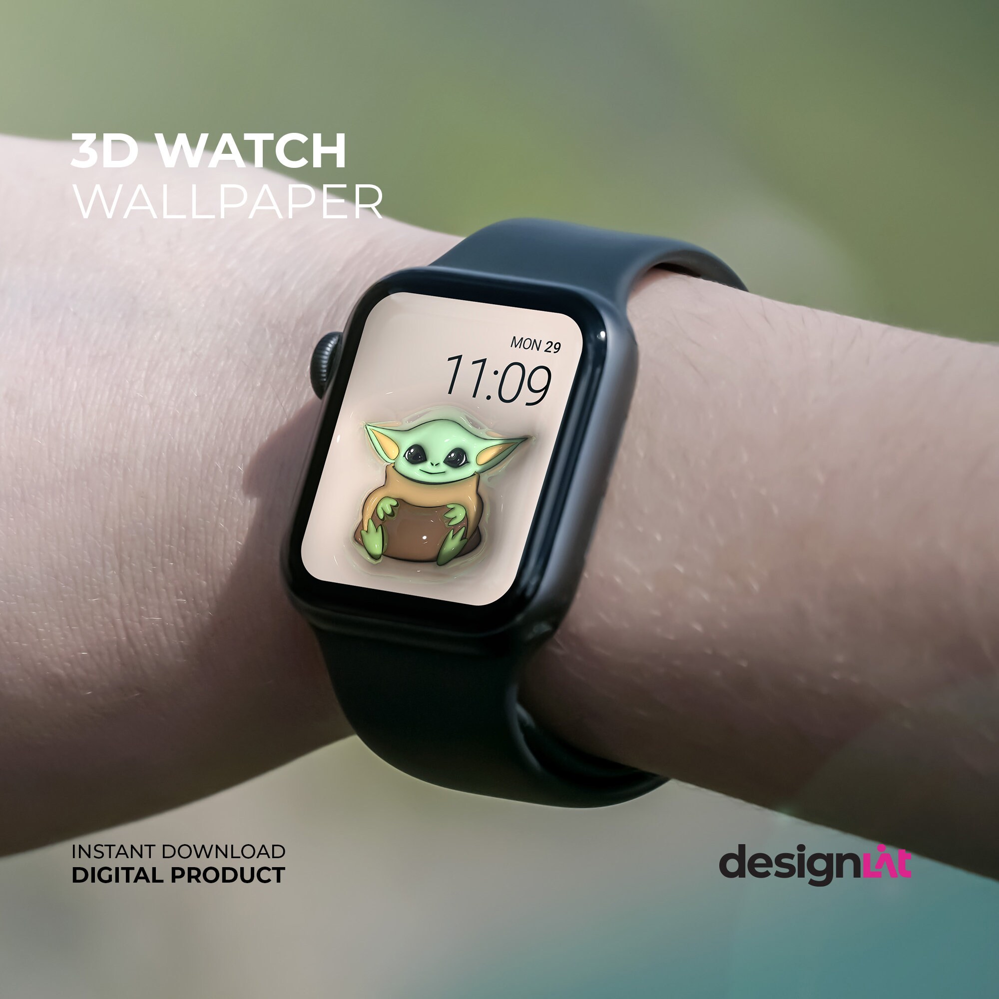 3D Baby Yoda Watch Wallpaper 3D Smartwatch Background 3D Lock Screen 3D Apple Watch Wallpaper 3D Aesthetic Inflated Watch Wallpaper