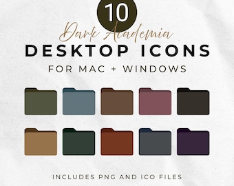 Dark Academia Gradient + Flat Desktop Folder Icons for Mac & Windows