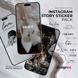 80+ Instagram Story Stickers Wedding Pack | Quotes | Storysticker Set | Brushstrokes Linear | Wedding Love Marriage | Clipart | digital png