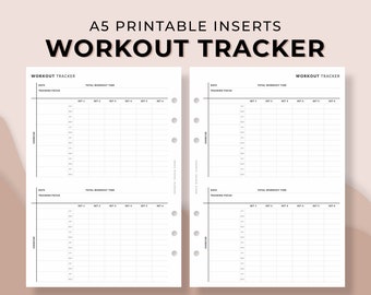 Workout Tracker, A5 Printable Insert, Fitness, Strength Training Log, Weight Lifting, Agenda Binder, Ring Disc Bound, Exercise Planner