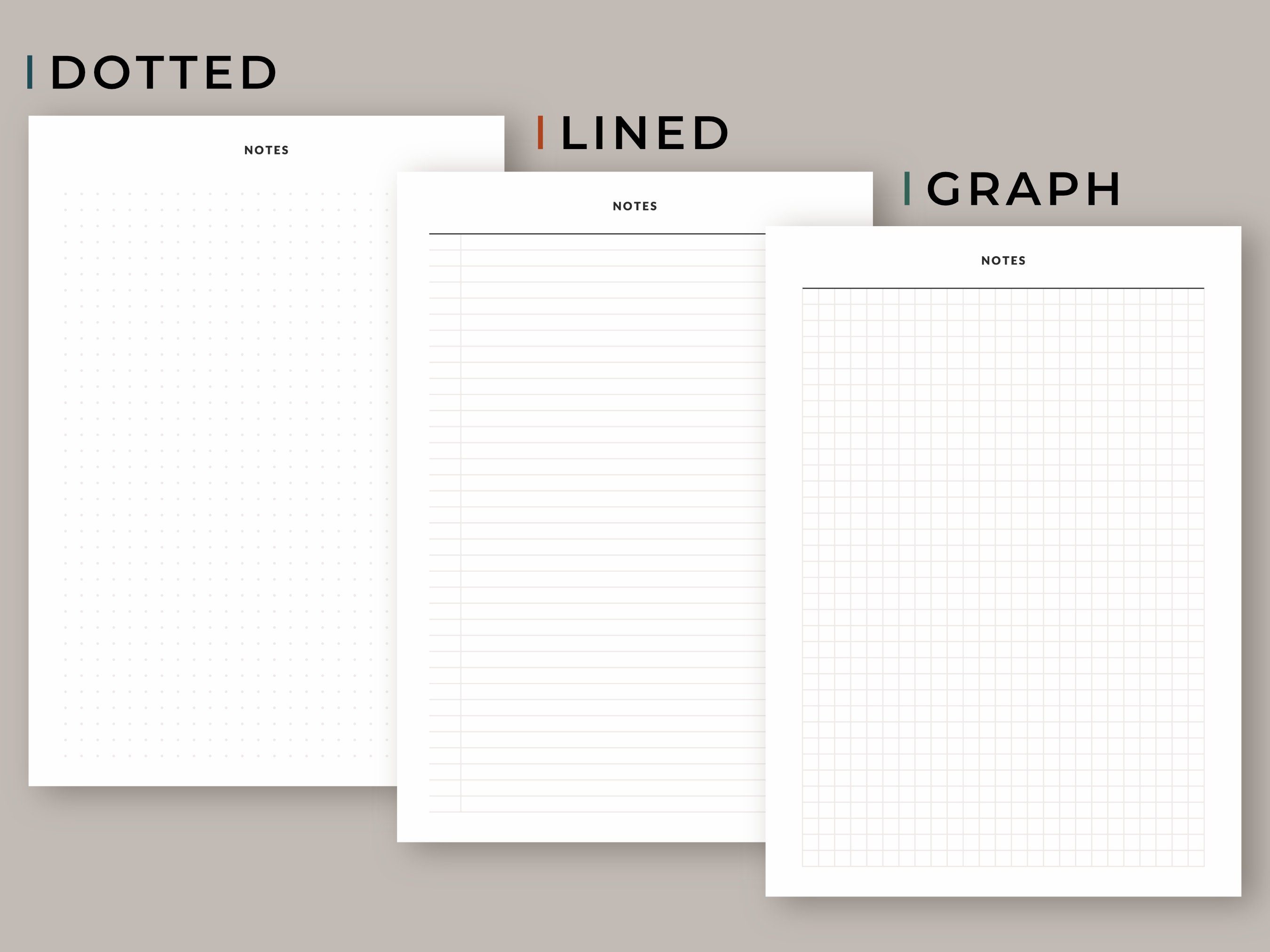 Printable Notes Dotted, Lined and Graph Paper to Do Lists A4, US Letter ...