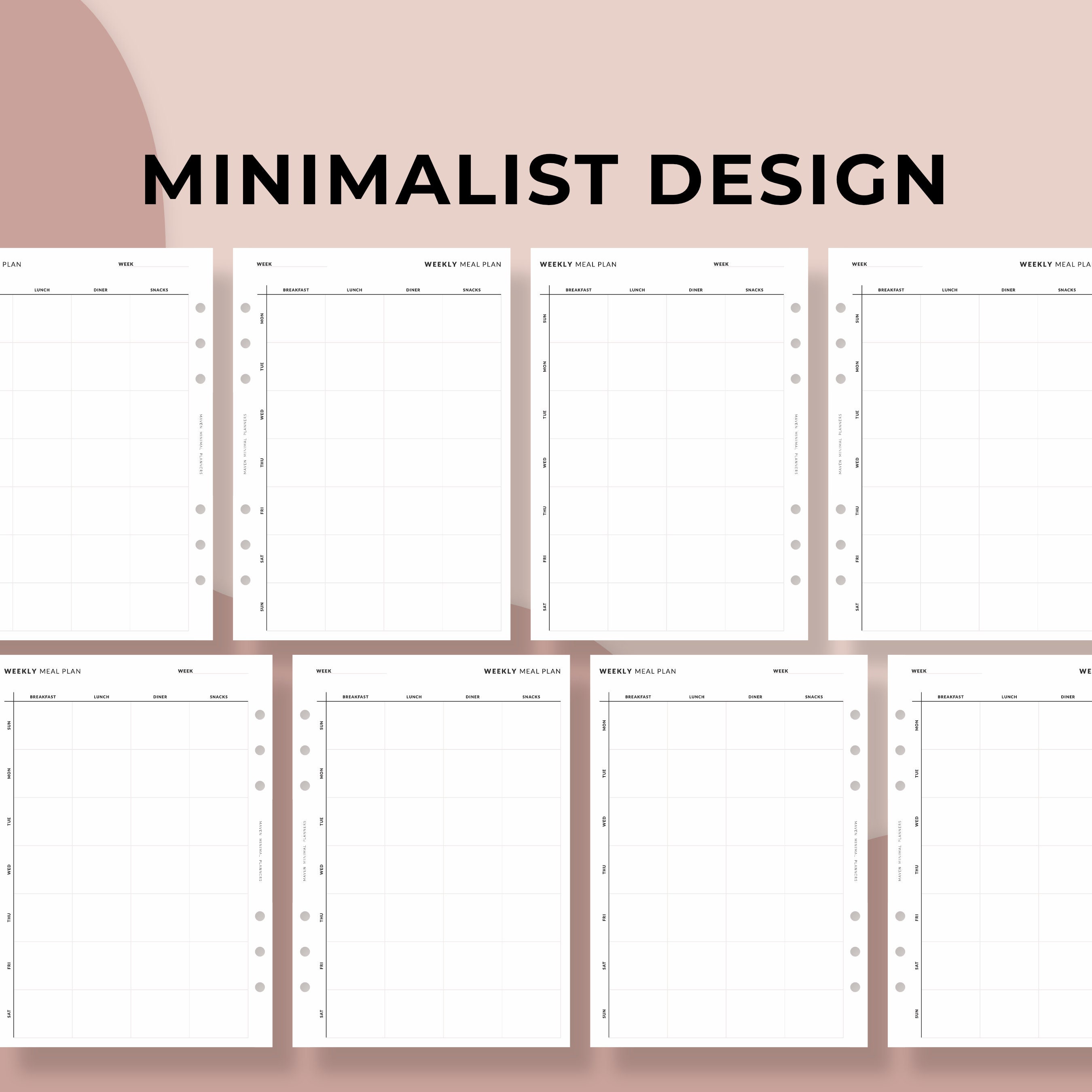 Weekly Meal Planner Printable Insert A5 Format Size - Etsy
