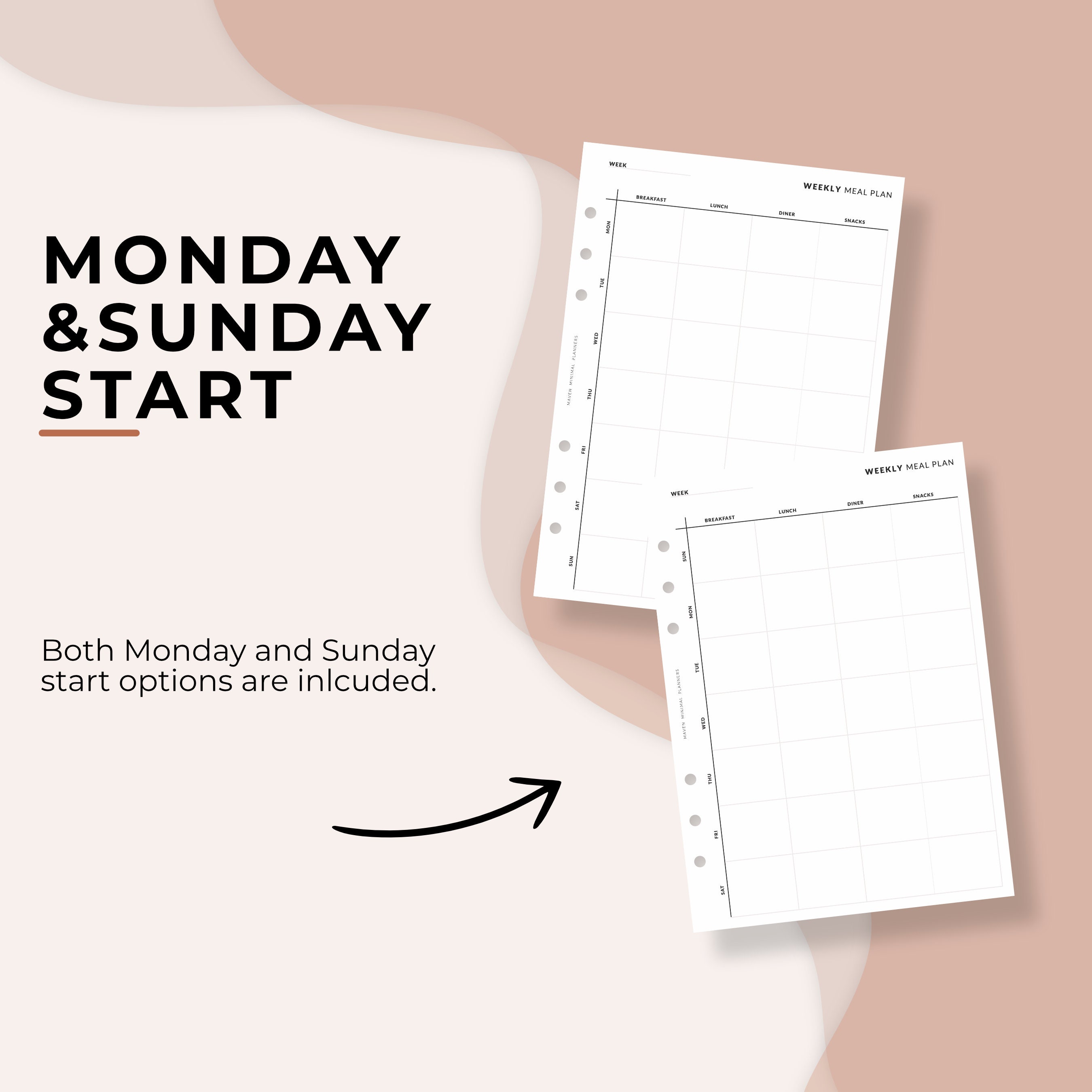 Weekly Meal Planner Printable Insert A5 Format Size - Etsy