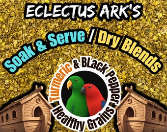 Eclectus Ark's Healthy Grains - Curcuma et poivre noir infusés pour toutes les espèces de perroquets de compagnie