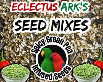 Eclectus Ark's Seed Mixes - Mélange de graines infusé de pois verts épicés pour toutes les espèces de perroquets