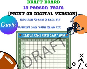 Lista per il Draft di Fantasy Football 2026 (12 SQUADRE) – Modello Canva modificabile (versione stampabile 36x48”)