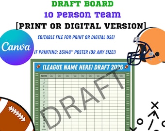 Lista per il Draft di Fantasy Football 2026 (10 SQUADRE) – Modello Canva modificabile (versione stampabile 36x48”)