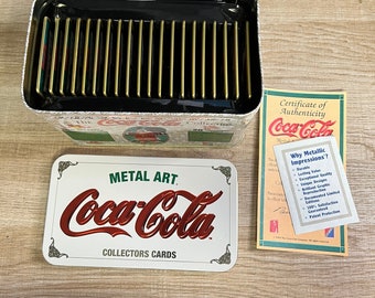 Vintage Coca-Cola Santa Metal Trading Cards Collectors Tin