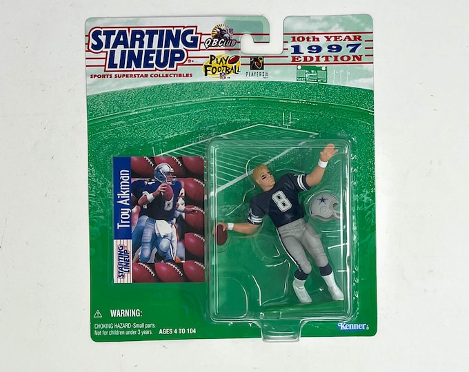Vintage 1997 NFL Starting Lineup Troy Aikman Dallas Cowboys Action Figure