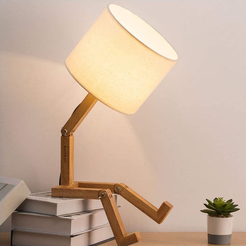 Cute Desk Lamp Creative Table Lamp With Wood Base Changeable Etsy