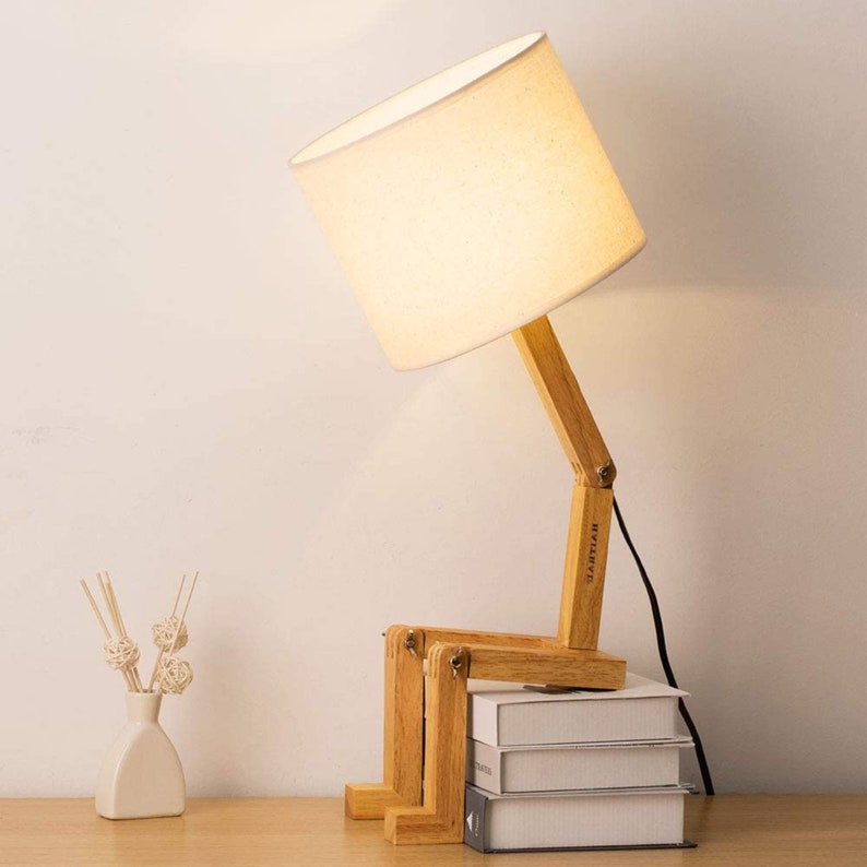 Cute Desk Lamp Creative Table Lamp With Wood Base Changeable Etsy