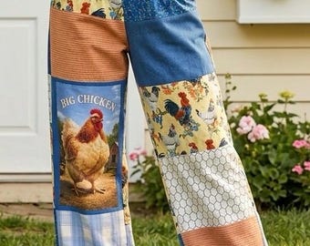 Brandneue Patchwork-Handarbeit mit den perfekt koordinierenden Stoffen. Dies ist die bequemste leichte Caprihose, die Sie finden werden.