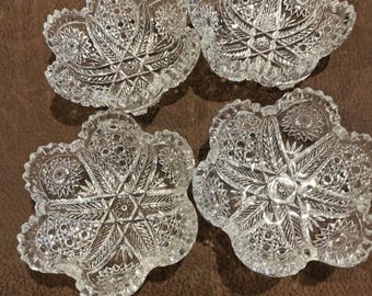 American Brilliant Period Cut Glass Bowl 8” comes with 4