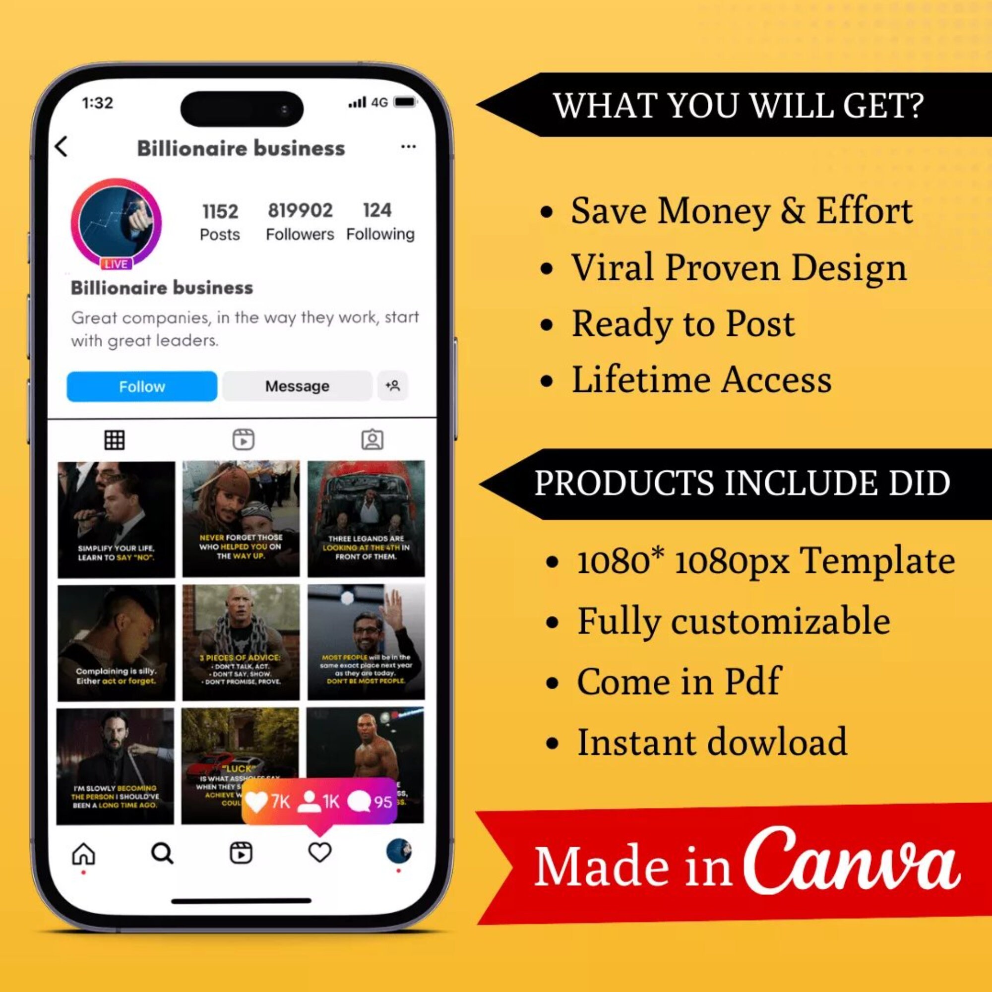 Business Motivation Social Media Template Business Etsy