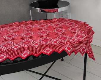 Hardanger embroidery tablecloth Scandinavian vintage design hand embroidery home textile