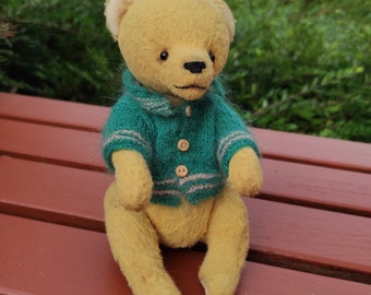 Viscose Collectible Teddy Bear: Mohair Vest, Artist Plush Toy